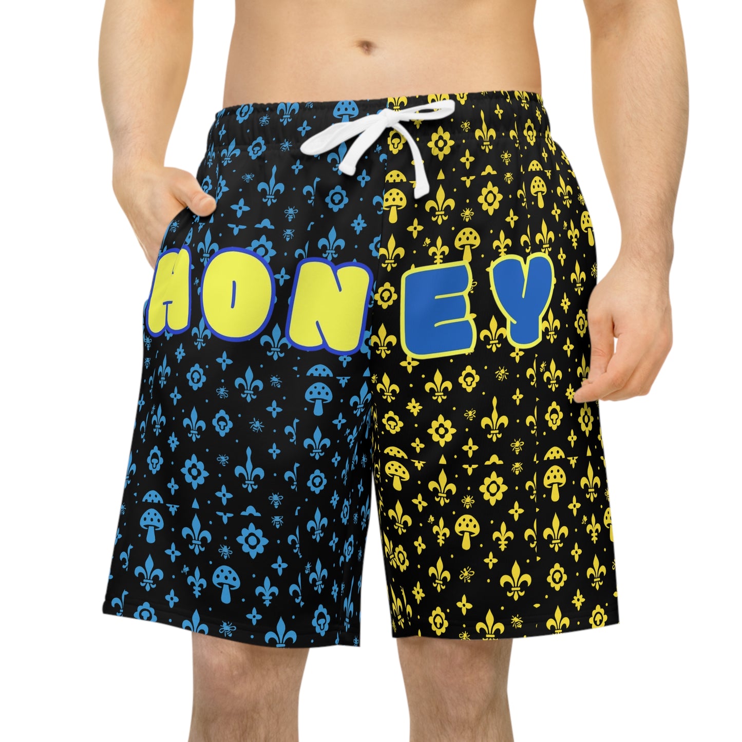 Men's Two-Toned Honey Print Athletic Shorts