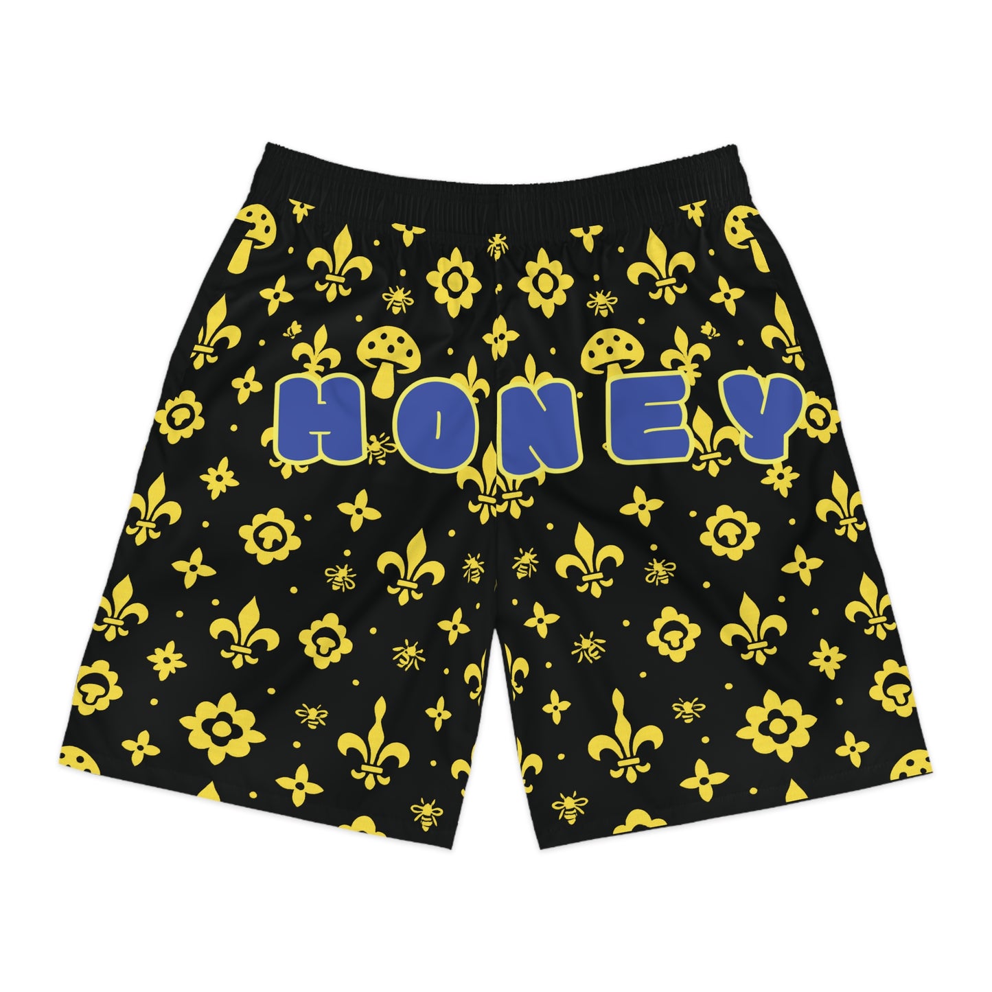 Men's "Hello Honey" Monogram Jogger Shorts (Yellow)