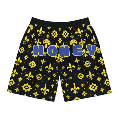 Men's "Hello Honey" Monogram Jogger Shorts (Yellow)